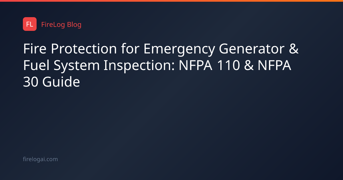 Fire Protection for Emergency Generator & Fuel System Inspection: NFPA ...